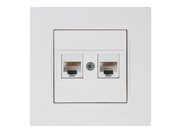 розетка компьютерная 2xrj45 (cat5e, скрытая) белая, rita, mutlusan 2220 138 0101 от BTSprom.by