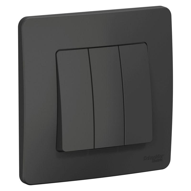 выключатель 3-кл. сп blanca 10а ip20 (сх. 1+1+1) 250в антрацит se blnvs100506 от BTSprom.by