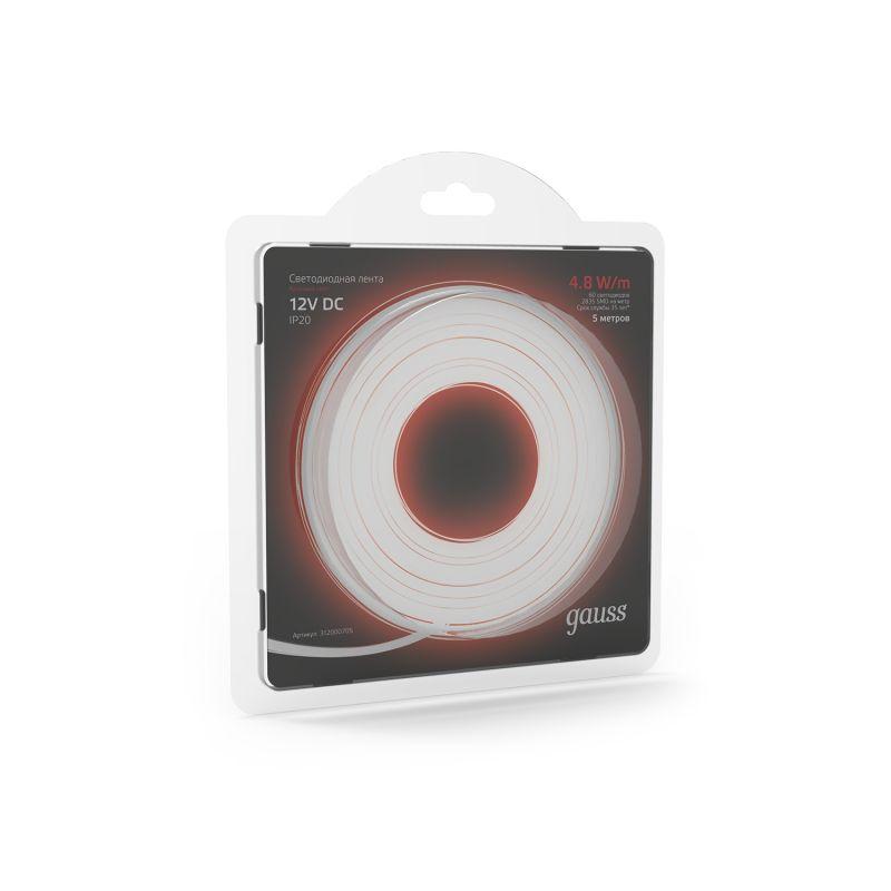  Лента светодиодная Black 2835/60-SMD 4.8Вт/м красн. IP20 210лм/м 12В (блист.5м) GAUSS 312000705 фото в каталоге от BTSprom.by