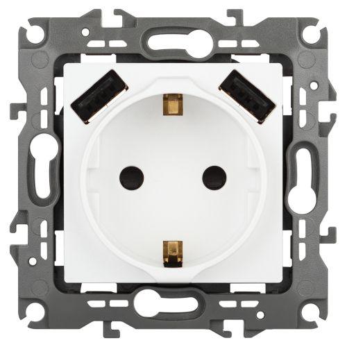 розетка эра12 12-4109-01м 16а 250в 2p+e с 2xusb 5в-3а защ. шторки бел. матов. эра б0065728 от BTSprom.by