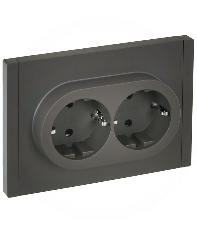 розетка 2-м сп forte&piano fp323 16а с заземл. защ. шторки безвинт. крепл. сер. iek fp-r24-16-1-k03 от BTSprom.by