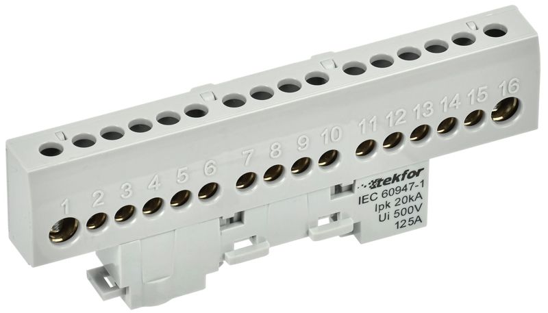 шина l "фаза" изол. на универс. держ. 8х12-16-ср tekfor iek tf-nn20-16-kl-k03 от BTSprom.by