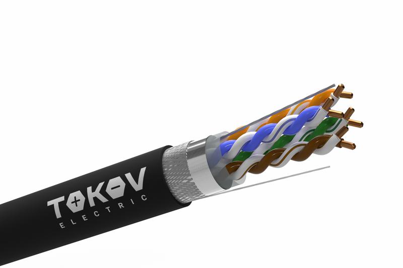 кабель витая пара sf/utp 4х2х24awg (0.52мм) кат.5e pe fluke tested (м) tokov pro tkp-c05-sf/utp-42-5e-305-od от BTSprom.by
