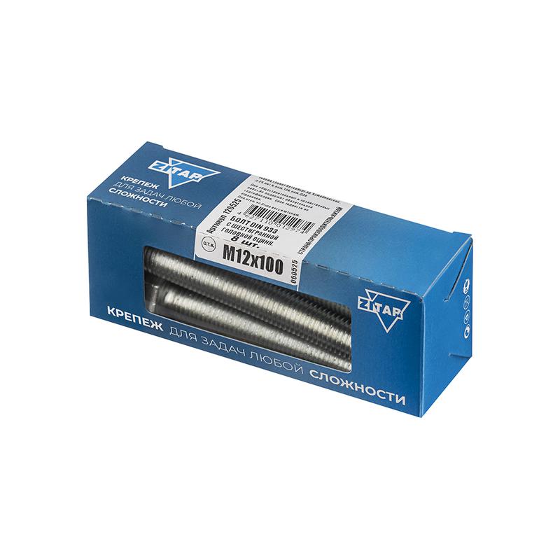  Болт с шестигранной головкой М12х100 DIN 933 класс прочн. 8.8 оцинк. (коробка) (уп.8шт) Tech-Krep/Zitar 126525 фото в каталоге от BTSprom.by