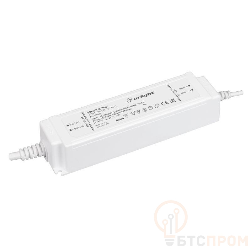 Блок питания ARPJ-SP-421050-PFC 60Вт 29-57В 1.05А IP67 пластик Arlight 037890 фото в каталоге от BTSprom.by  Блок питания ARPJ-SP-421050-PFC 60Вт 29-57В 1.05А IP67 пластик Arlight 037890 фото в каталоге от BTSprom.by