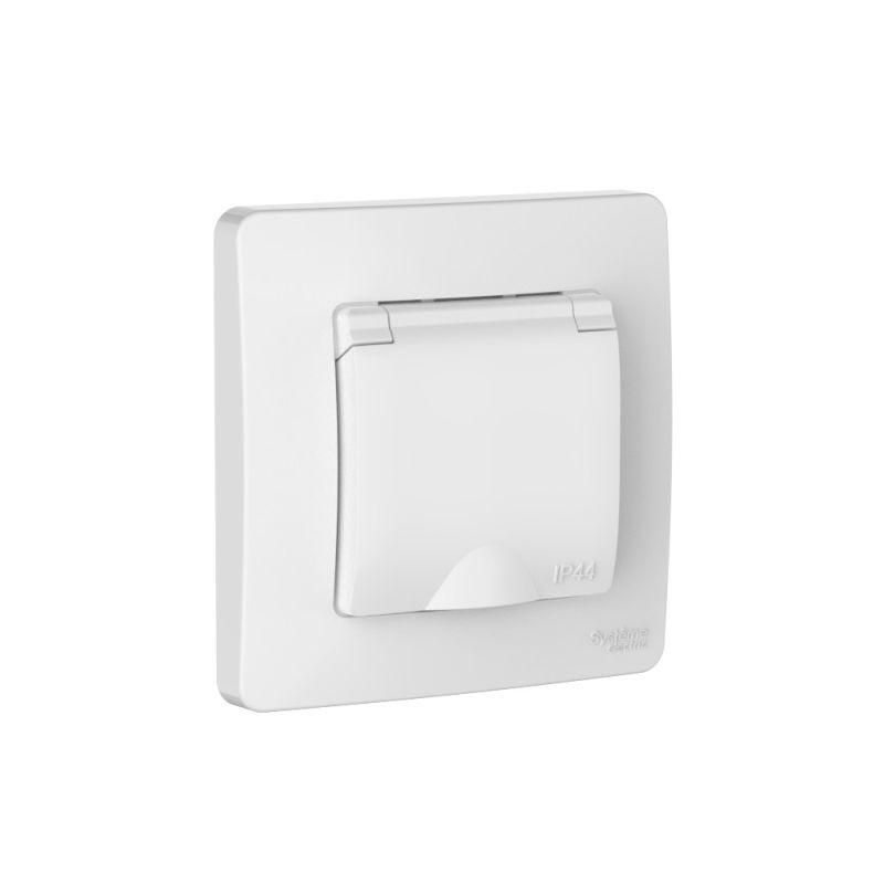 розетка 1-м сп blanca 16а ip44 250в с заземл. защ. шторки с крышкой бел. se blnrs441111 от BTSprom.by
