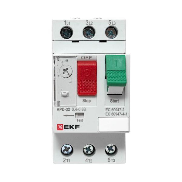  Выключатель автоматический для защиты двигателя АПД-32 0.4-0.63А EKF apd-me-0.63 фото в каталоге от BTSprom.by