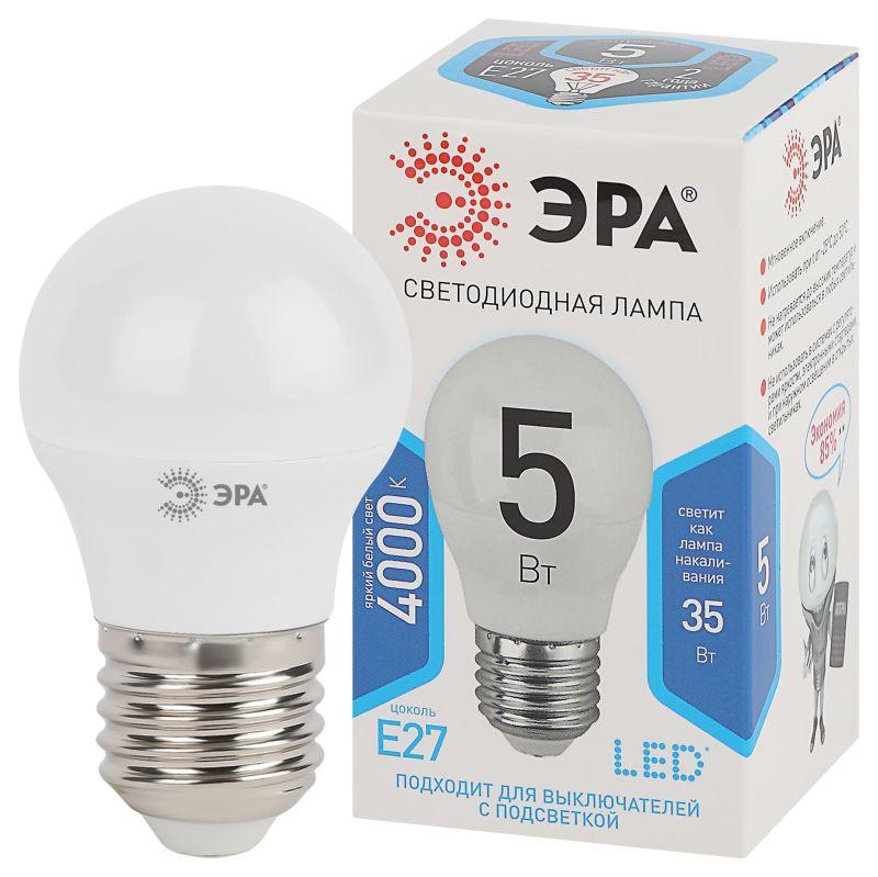 лампа светодиодная p45-5w-840-e27 шар 400лм эра б0017220/б0028488 от BTSprom.by
