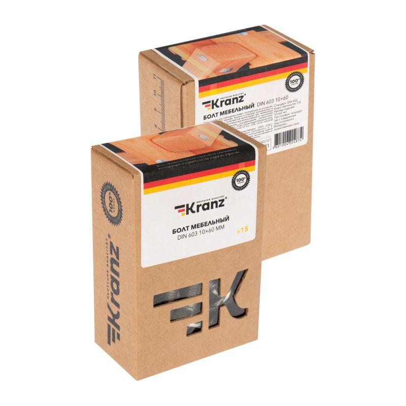  Болт мебельный 10х60 DIN 603 (уп.15шт) Kranz KR-01-3511-036 фото в каталоге от BTSprom.by