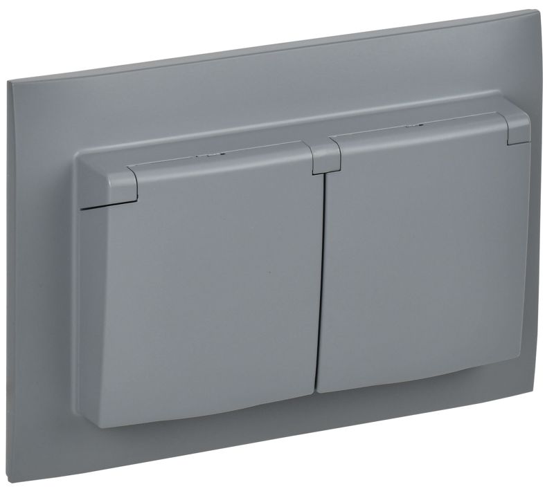 розетка 2-м skandy 16а ip44 с крышкой в сборе sk-r12gr сер. iek sk-r26-16-44-k03-f от BTSprom.by