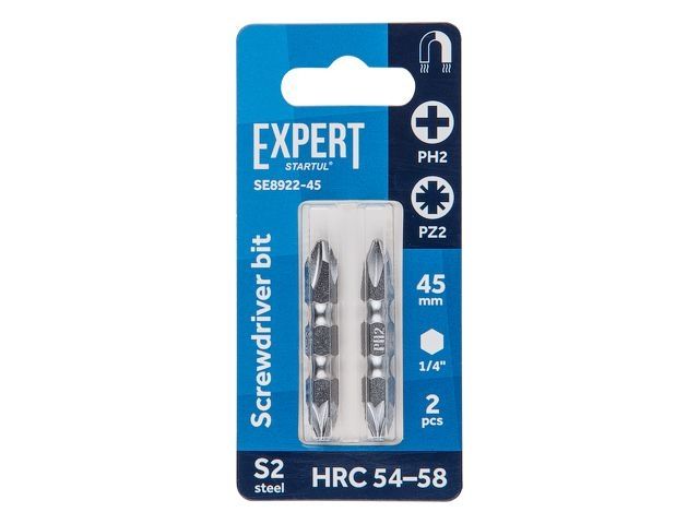 насадка крестообразная ph2-pz2 45мм  2шт expert startul (se8922-45) (бита phillips-pozidrive магнитная) se8922-45 от BTSprom.by