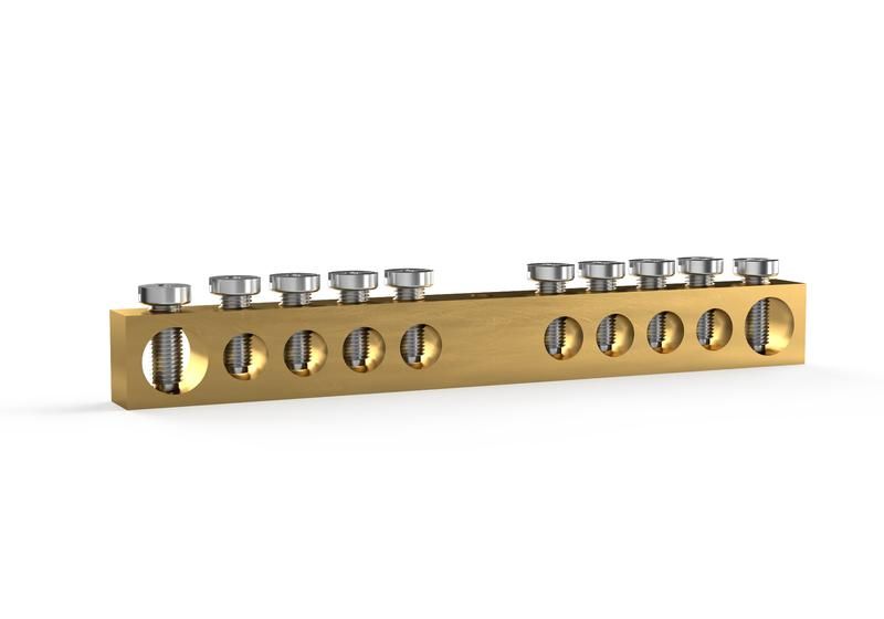 шина pen "земля-ноль" 6х9мм 10 отвер. латунь tokov electric tke-bcb-69-10-n/pen от BTSprom.by
