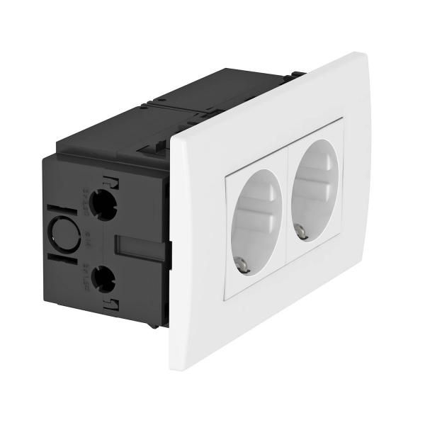 блок розеточный 2-м ar45 2хmodul45 sde-rw d0rw2 16а 84х140х59мм укомплектован. бел. obo 6119407 от BTSprom.by