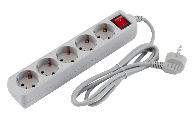 удлинитель с сетевым фильтром 5х1.8м pet ap01006-1.8-g сер. (пакет пэ) pc pet 619889 от BTSprom.by