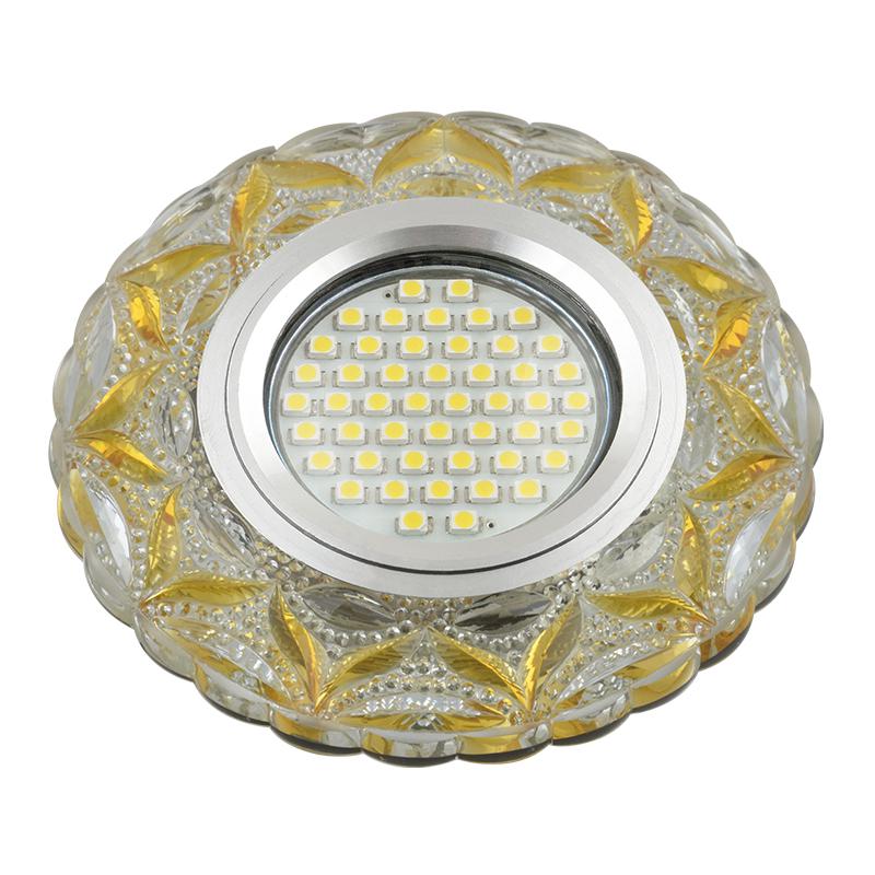 светильник dls-l149 gu5.3 glassy/light gold gu5.3 встраив. доп. светодиод. подсветка 3вт без лампы стекло fametto ul-00003903 от BTSprom.by