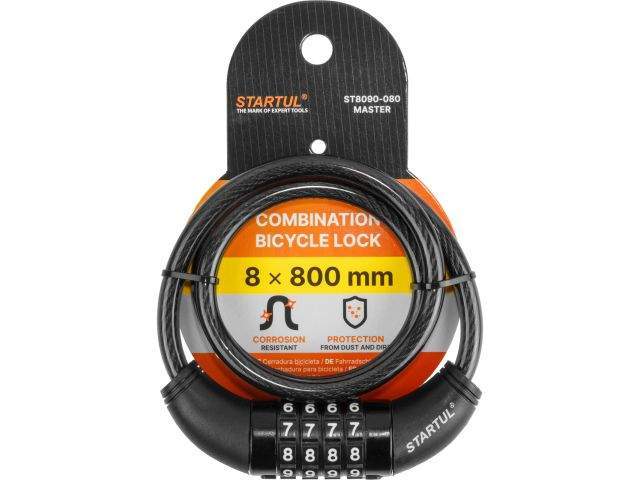 замок велосипедный кодовый 8х800мм startul master (st8090-080) st8090-080 от BTSprom.by