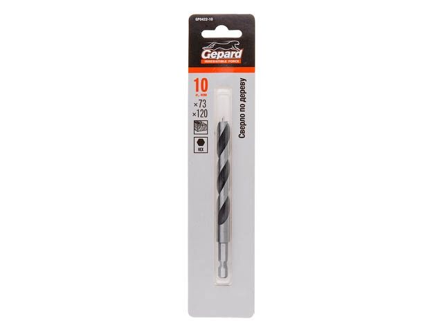 сверло по дереву 10х73х120 шестигр. gepard gp0422-10 от BTSprom.by