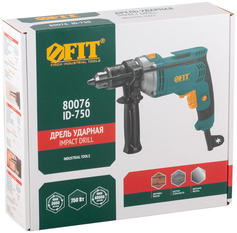  Дрель ударная 750Вт 0-3000об/мин КлП 13мм FIT 80076 фото в каталоге от BTSprom.by