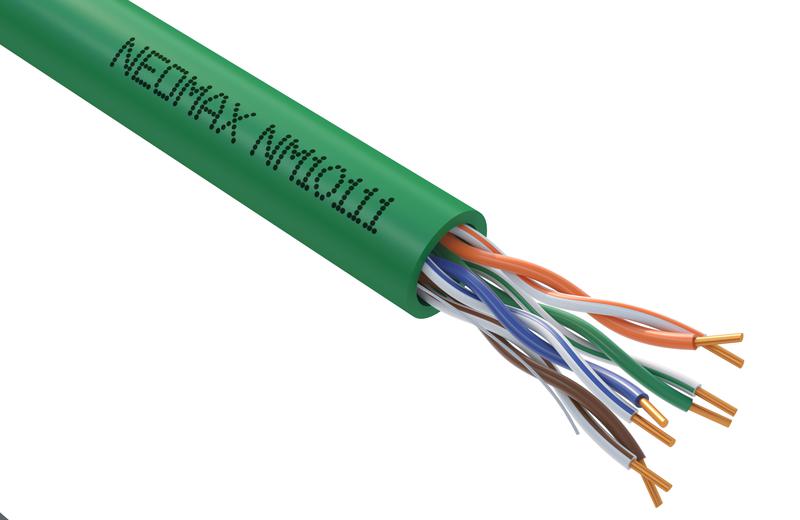 кабель витая пара u/utp кат.5e 4х2х24awg (0.51мм) solid cu lszh нг(а)-hf зел. (nm10111) (уп.305м) neomax 1179819 от BTSprom.by