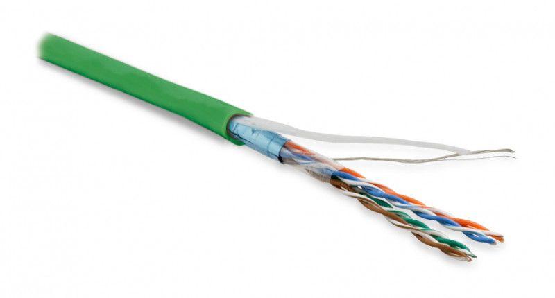 кабель витая пара f/utp кат.5e 4 пары 26 awg мж patch экран-фольга lszh нг(с)-hf futp4-c5e-p26-in-lszh-gn-100 зел. (уп.100м) hyperline 243624 от BTSprom.by