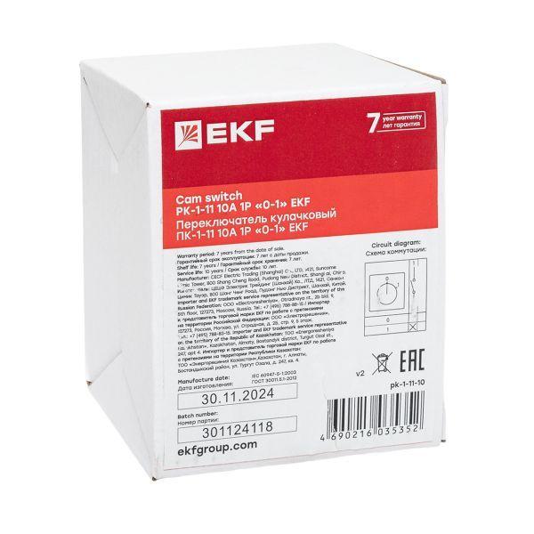  Переключатель кулачковый ПК-1-11 1П 10А "0-1" EKF pk-1-11-10 фото в каталоге от BTSprom.by