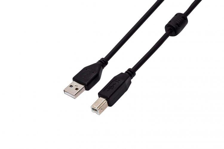 кабель usb 2.0 pro ферритовое кольцо разъемы: usb a (m) - usb b (m) 1.8м черн. filum fl-cpro-u2-am-bm-f1-1.8m от BTSprom.by