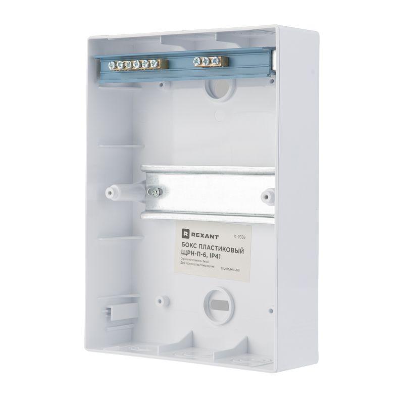 Бокс ЩРН-П-6 IP41 пластик. бел. Rexant 11-0306 фото в каталоге от BTSprom.by