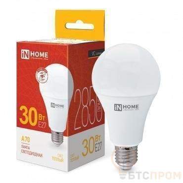 лампа светодиодная led-a70-vc 30вт грушевидная 3000к тепл. бел. e27 2850лм 230в in home 4690612024127 от BTSprom.by