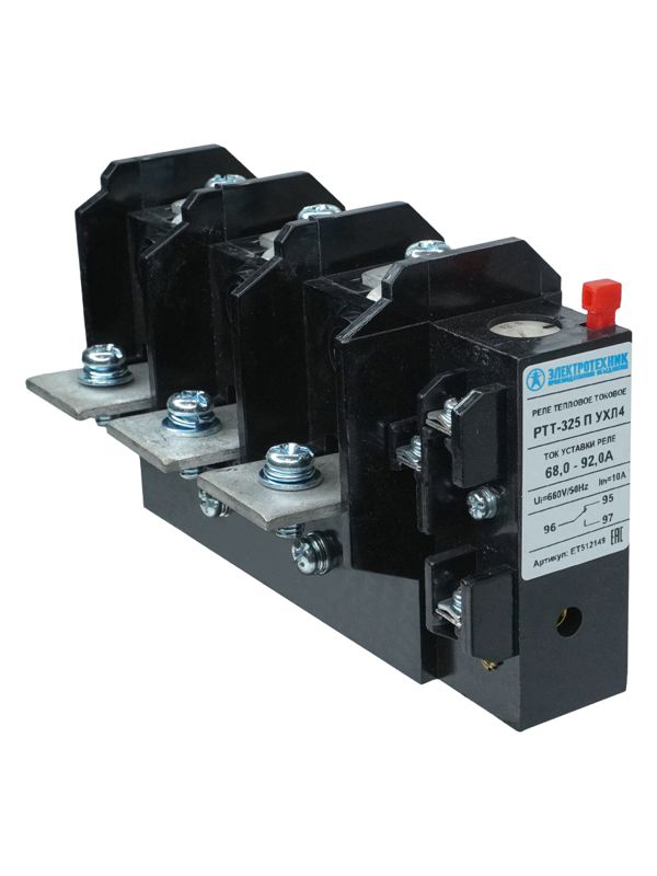 реле тепл. ртт-325 п ухл4 80а 68.0-92.0а 660в/50гц 1з+1р ручной возврат ip00 электротехник et512149 от BTSprom.by