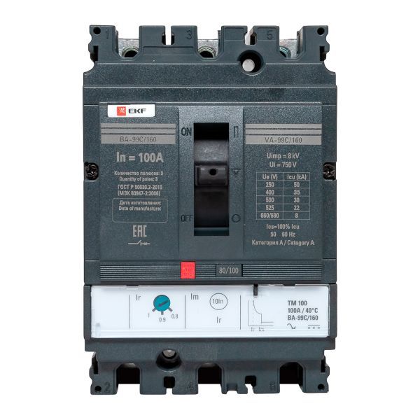  Выключатель автоматический 3п 160/100А 36кА ВА-99C Compact NS PROxima EKF mccb99C-160-100 фото в каталоге от BTSprom.by