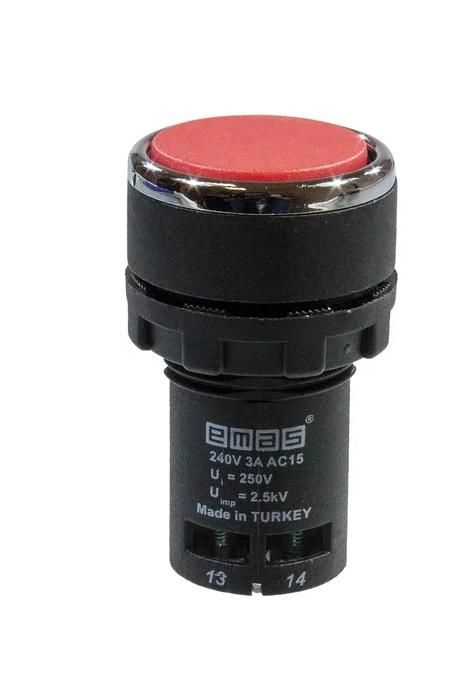 кнопка нажимная моноблочная 22мм ip40 1но+1но красн. emas mb101dk от BTSprom.by