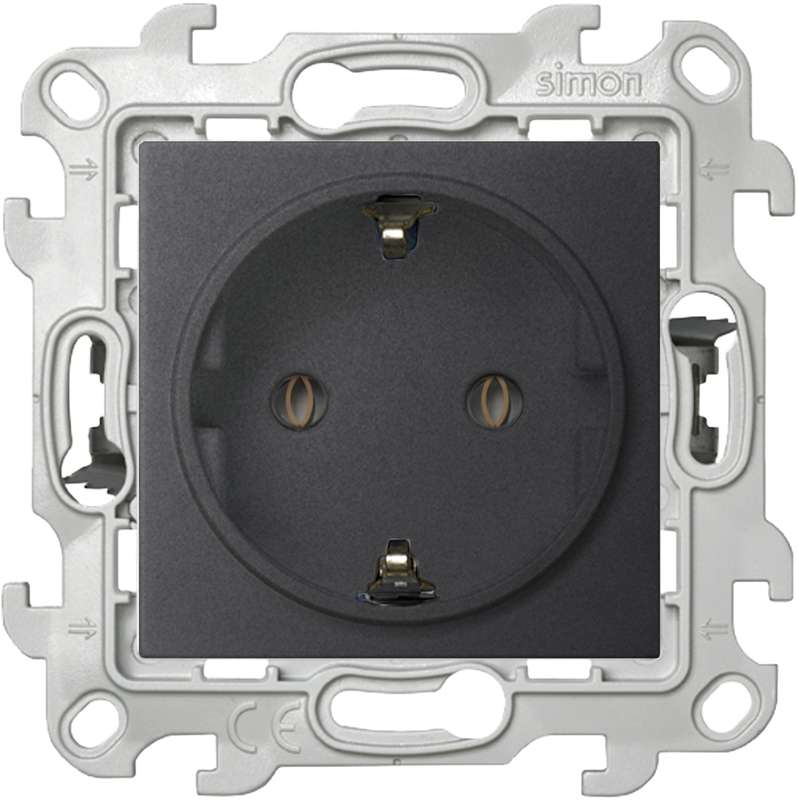 розетка 1-м сп simon 24 16а ip20 2p+e push&go без защ. шторок механизм графит simon 2420434-038 от BTSprom.by