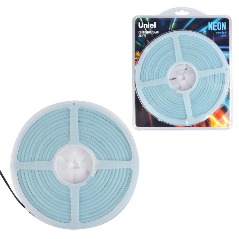 лента светодиодная гибкая uls-n01-2835-120led/m-6mm-ip67-dc12v-9w/m-5m-lightblue neon (блист. 5м) свет голуб. uniel ul-00009091 от BTSprom.by