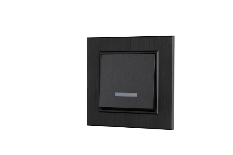 выключатель 1-клав. с подсветкой karea line star дым. металлик makel 86050021 от BTSprom.by