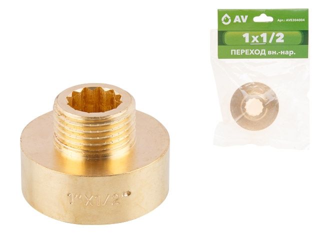 переход 1" вн. х 1/2" нар., av engineering (инд. упак.) (латунь, макс.  16 бар, макс.  110 °с) ave304004 от BTSprom.by