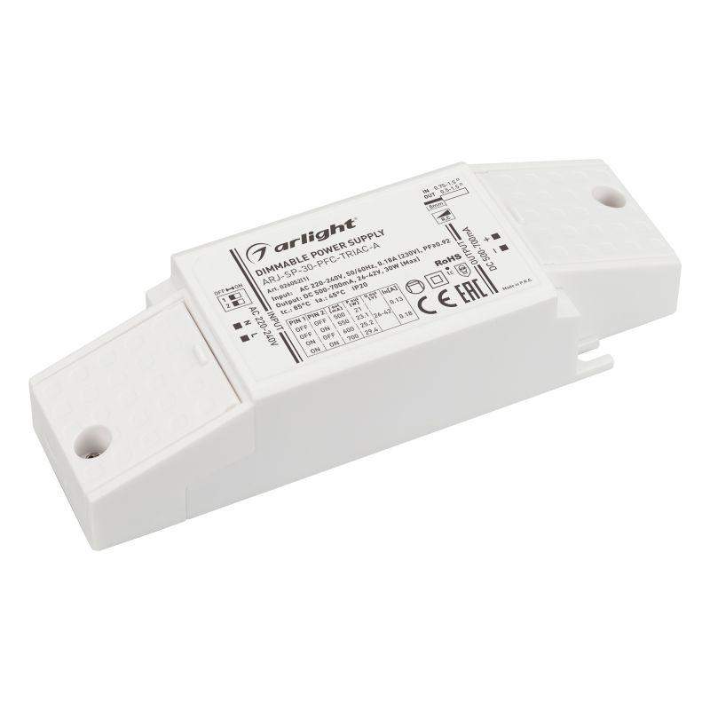 блок питания arj-sp-30-pfc-triac-ins 30вт 26-42в 0.5-0.7а ip20 пластик arlight 026052(1) от BTSprom.by
