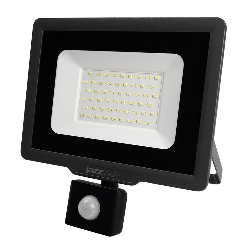 прожектор светодиодный pfl-c3 sensor 50вт 6500к ip65 до закален. прозр. стекло датчик движения инфракрасный pro jazzway 5026940a от BTSprom.by