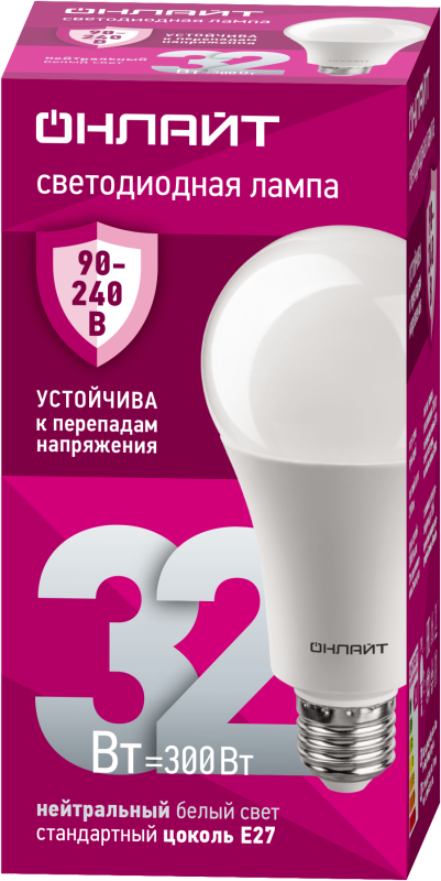 лампа светодиодная 90 409 oll-a70-32-230-4k-e27 (pro 90-240в) онлайт 90409 от BTSprom.by