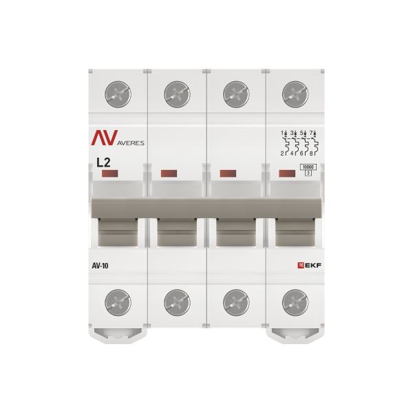  Выключатель автоматический модульный 4п L 2А 10кА AV-10 AVERES EKF mcb10-4-02L-av фото в каталоге от BTSprom.by