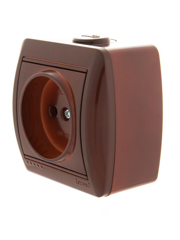  Розетка 1-м ОП Nata 16А IP20 без заземл. керамика вишня LEZARD 710-0600-121 фото в каталоге от BTSprom.by