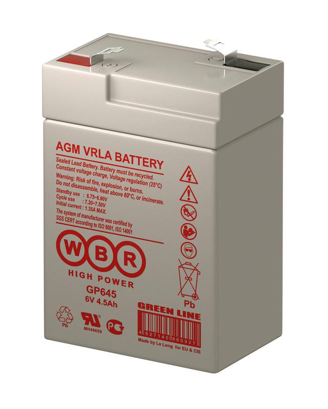  Аккумулятор 6В 4.5А.ч WBR GP645 WBR фото в каталоге от BTSprom.by