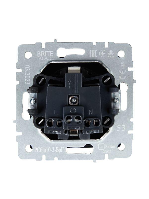  Розетка BRITE РСбш10-3-БрГ 16А IP20 с заземл. защ. шторки с крышкой механизм графит IEK BR-R16-16-K53 фото в каталоге от BTSprom.by
