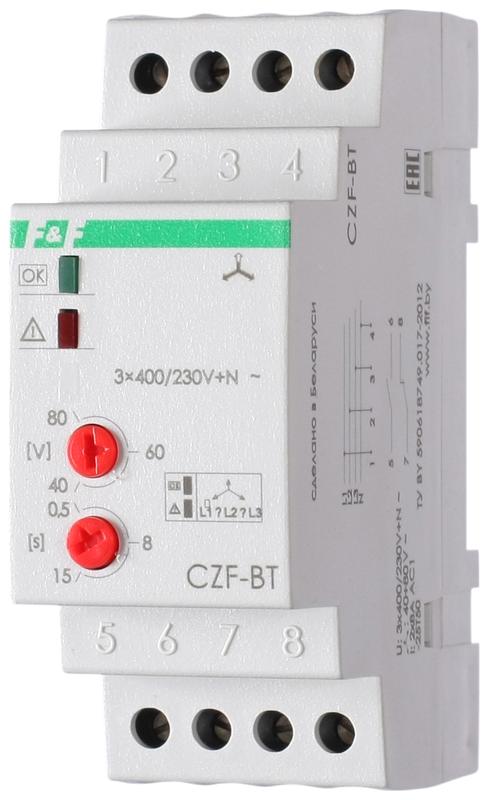 реле контроля фаз 3-х фазное 160-260в czf-bt f&f ea04.001.004 от BTSprom.by