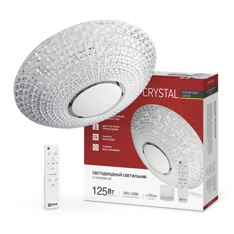 светильник светодиодный comfort crystal 125вт 3000-6500к 10000лм 230в 500х115мм с пультом ду in home 4690612059471 от BTSprom.by