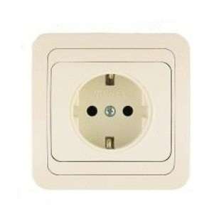 розетка 1-м сп mimoza 16а ip20 с заземл. крем./крем. makel 25028 от BTSprom.by