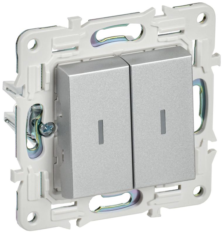 выключатель проходной 2-кл. skandy 10а sk-v10s с индикацией серебр. iek sk-v22-1-10-k23 от BTSprom.by