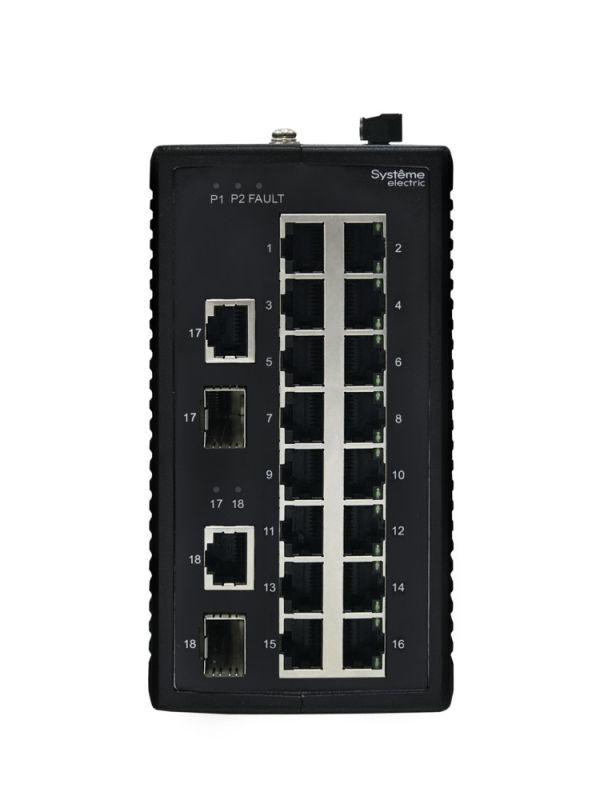  Коммутатор промышленный неуправляемый Ethernet 16х10/100BaseT 2х100/1000BaseX SFP SE NSETU118T16X02A фото в каталоге от BTSprom.by