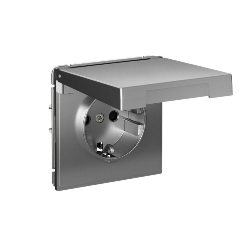  Розетка ArtGallery 16А IP20 с заземл. со шторками с крышкой быстрозажим. клем. механизм сталь SE GAL000946S фото в каталоге от BTSprom.by