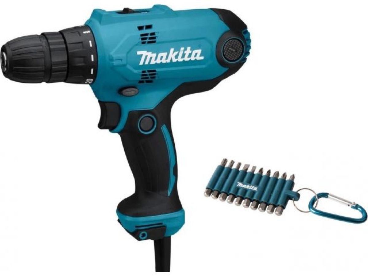 дрель-шуруповерт makita df 0300x3 в кор. + набор бит (10 шт.) (320.0 в, 2 скор., 56 нм,) df0300x3 от BTSprom.by