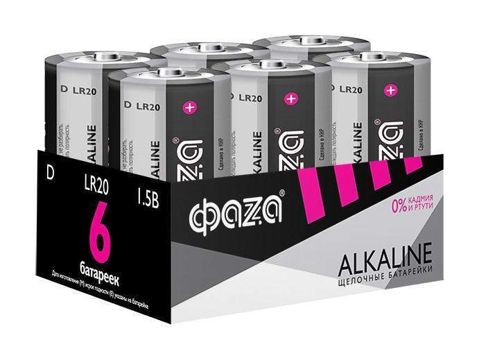 элемент питания алкалиновый d/lr20 1.5в alkaline pack-6 (уп.6шт) фаzа 5030633 от BTSprom.by